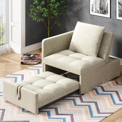 Schlafsofa Klein – 3-in-1 Schlafsessel mit Bettfunktion (Beige)