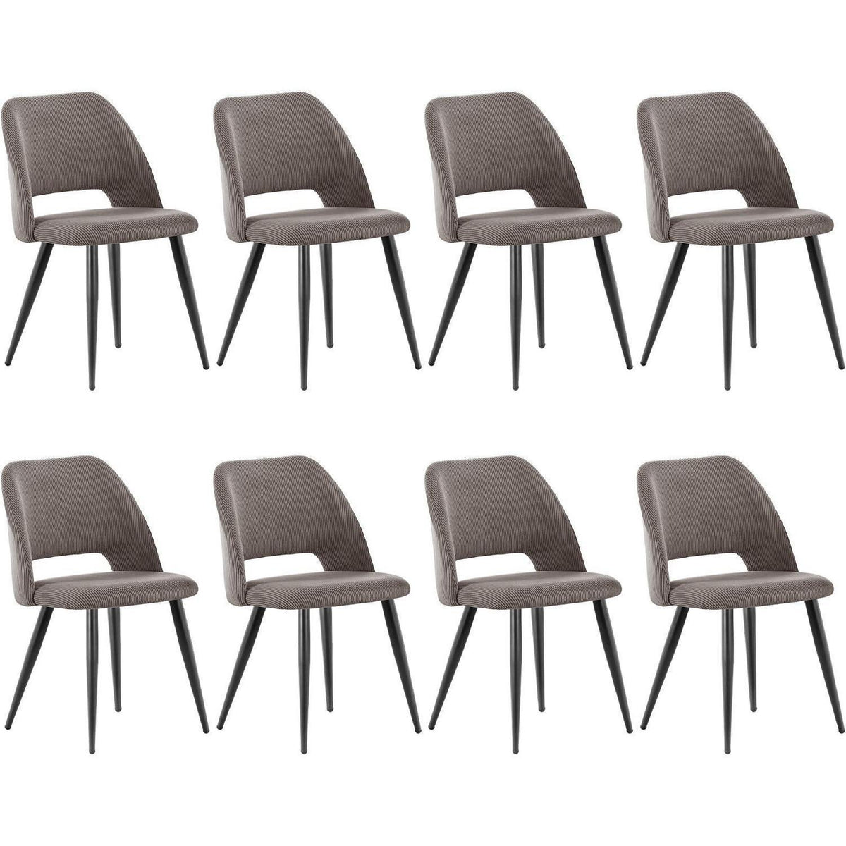 8 Esszimmerstühle Kordsamt Gepolstert Braun