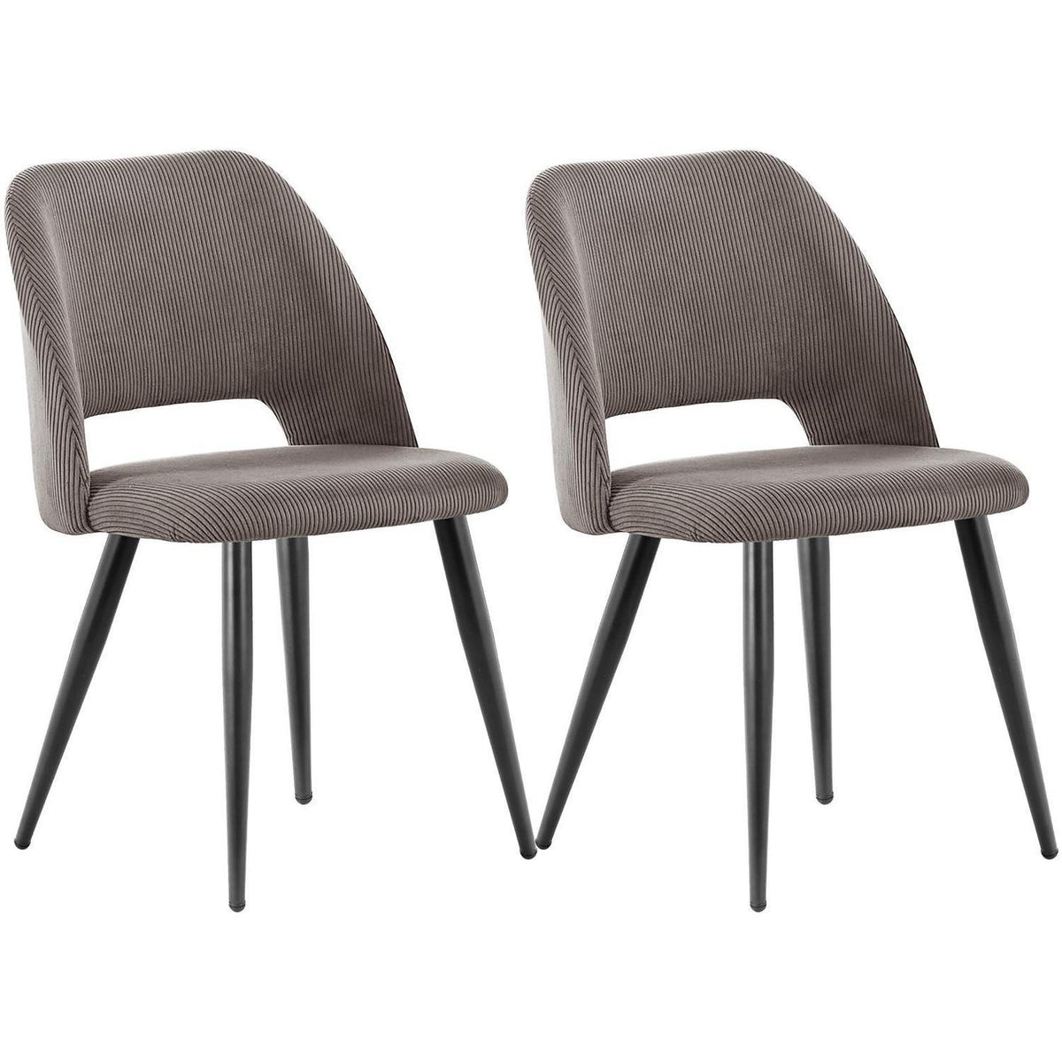 Esszimmerstühle 2er Set Kordsamt Braun Ergonomisch