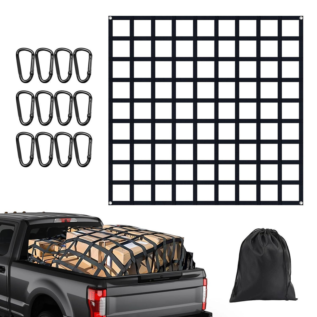Flaches Gepäcknetz für Pickup-Laderaum – 1,22x1,22m