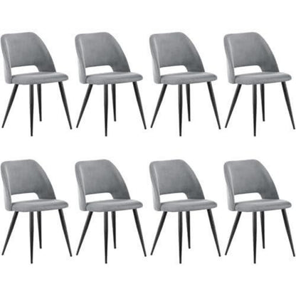 8x Esszimmerstuhl Grau Kordsamt Gepolstert, Ergonomisch & Robust