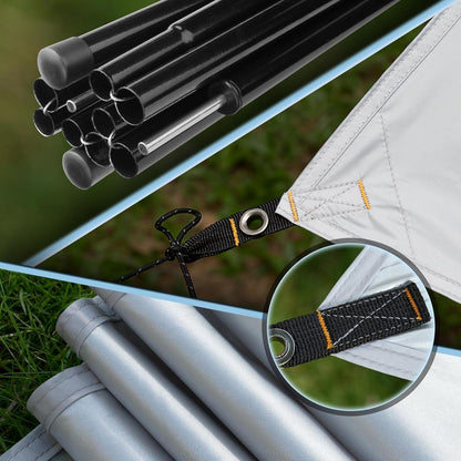 Ultraleichte Camping Tarp 3,7x4,3m wasserdicht & UV-Schutz Rot/Grau