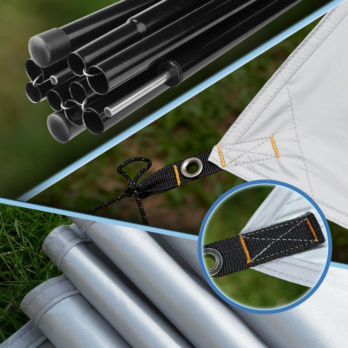 Ultraleichtes Tarp 3,7x4,3m wasserdicht & UV-Schutz Türkis/Grau