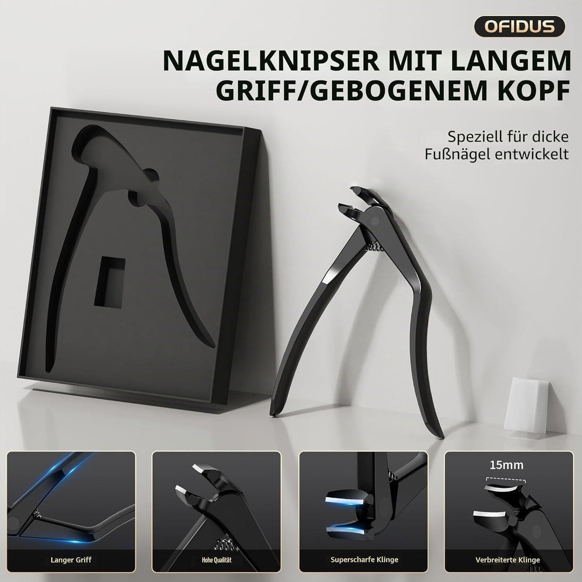 Zehennagelknipser lang gebogen für dicke Zehennägel Senioren