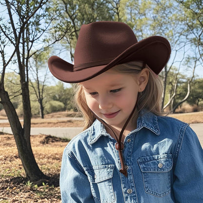 Cowboyhut Kinder Fedora Westernhut mit Gürtel & Krempe