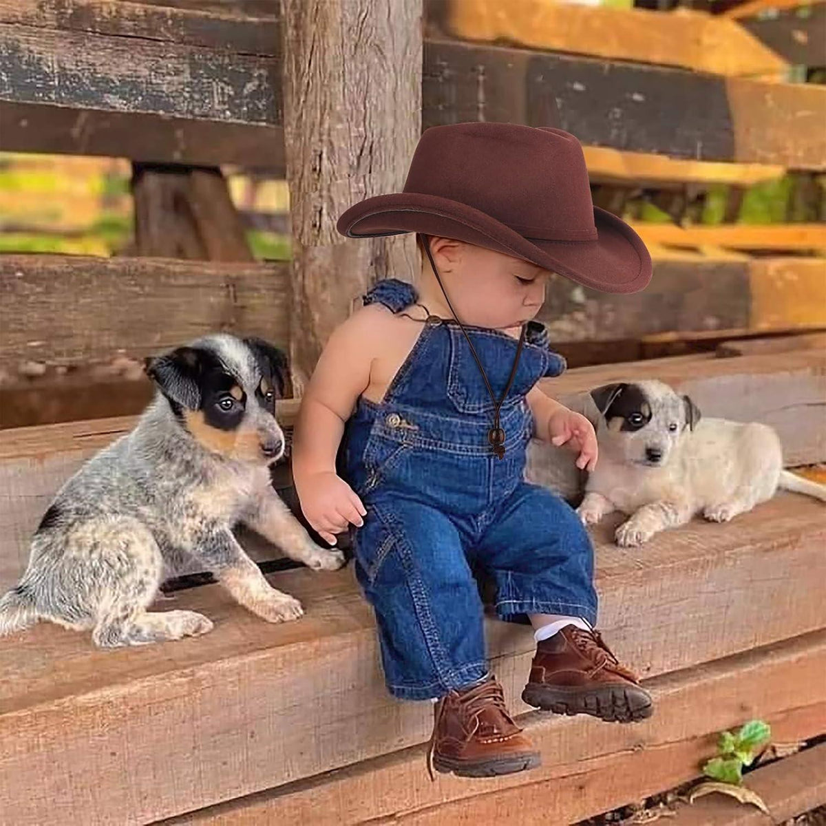 Cowboyhut Kinder Fedora Westernhut mit Gürtel & Krempe
