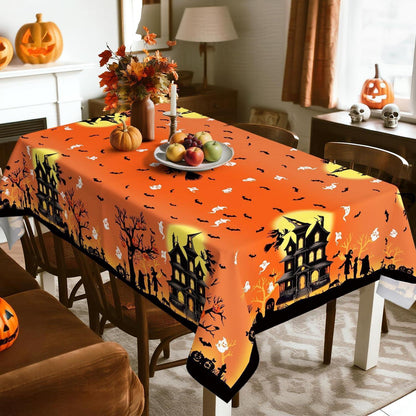 Halloween Tischdecke Karo Orange Rechteckig 140x180 cm