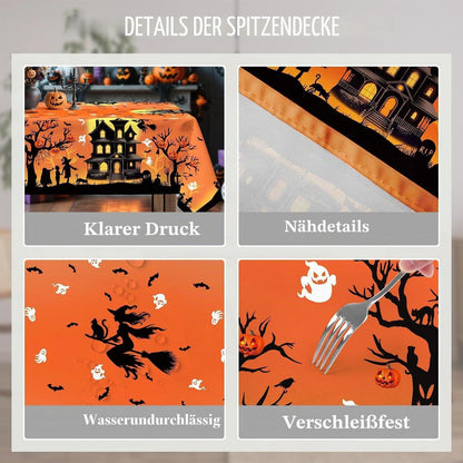 Halloween Tischdecke Karo Orange Rechteckig 140x180 cm