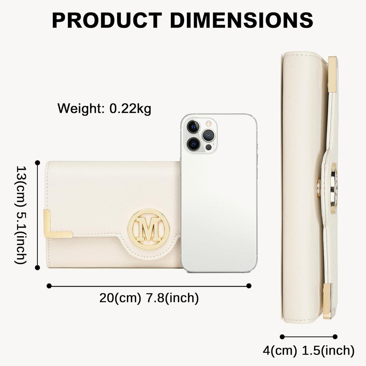Henkeltasche Damen mittelgroß mit Geldbörse Beige Lychee Muster