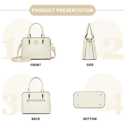 Henkeltasche Damen mittelgroß mit Geldbörse Beige Lychee Muster
