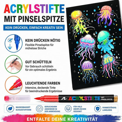 Acrylstifte Set 240 Farben – Pinselspitze für Steine, Glas & mehr