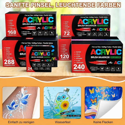 Acrylstifte Set 288 Farben – Pinselspitze für Steine, Glas & mehr