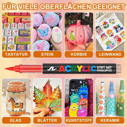 Acrylstifte Set 168 Farben – Pinselspitze für Steine, Glas & mehr