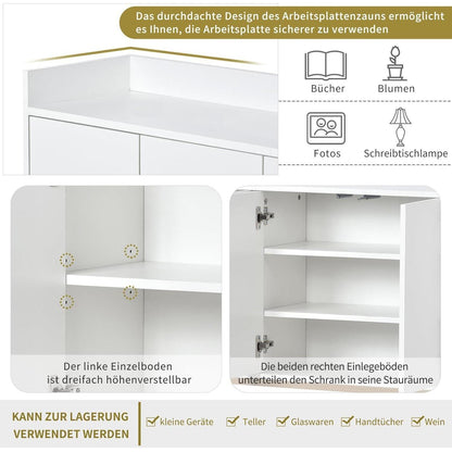 Weißes Sideboard mit 4 Türen & Metallbeinen – 120x30x80 cm