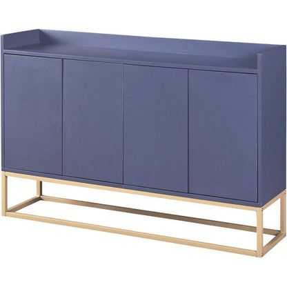 Blaues Sideboard mit 4 Türen & verstellbaren Regalen (120x30x80cm)