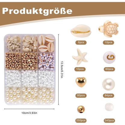 Perlen Set 1042 Teile DIY Schmuck Basteln Muschel Herz Schildkröte