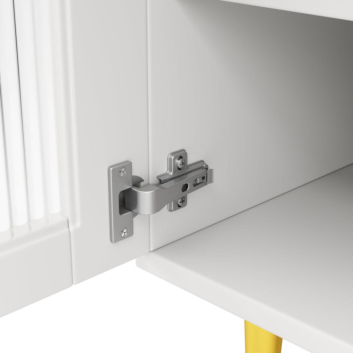 Hochschrank mit Glastür & Weinregal – Weiß mit Gold | 145x39x171cm
