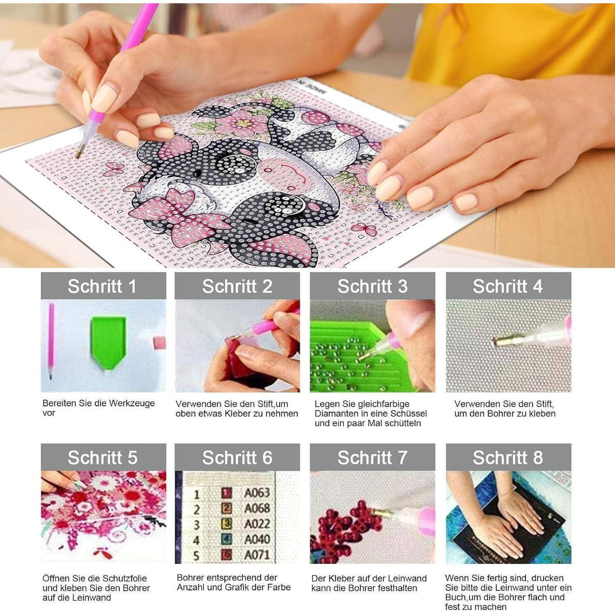 Diamant Painting Kinder Set – 4 Tiere Mosaik Bilder DIY