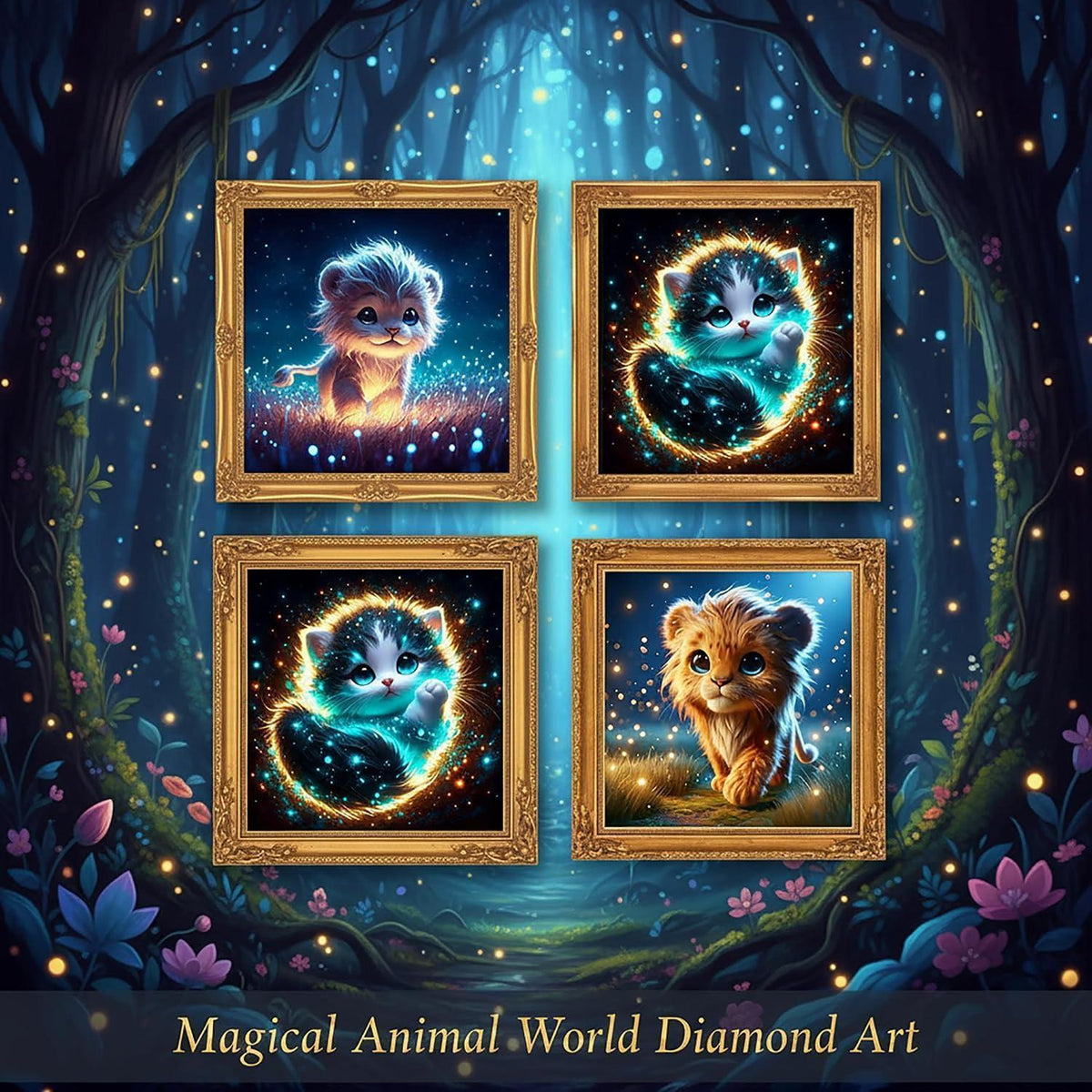 Diamant Painting Kinder Set – 4 Tiere Mosaik Bilder DIY