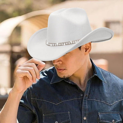 Cowboyhut Damen Herren Glitzer Strass Krempe Filz Fedora