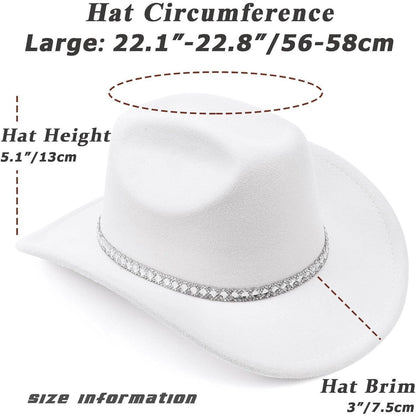 Cowboyhut Damen Herren Glitzer Strass Krempe Filz Fedora