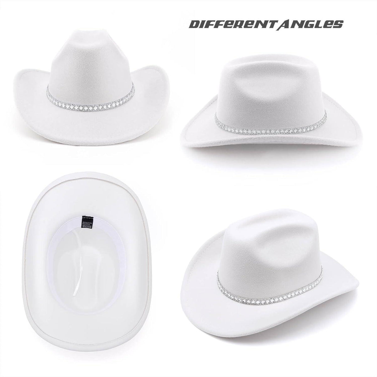 Cowboyhut Damen Herren Glitzer Strass Krempe Filz Fedora