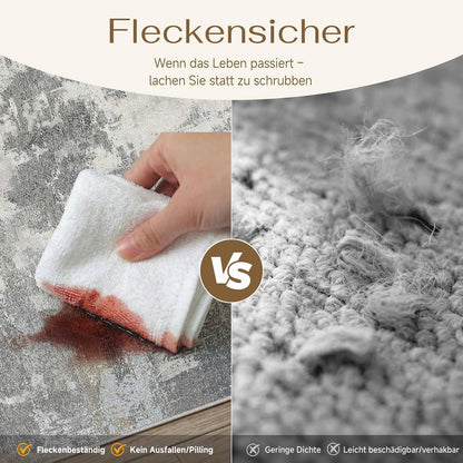 Abstraktes Wohnzimmer Teppich Blau-Grau 150x210cm Rutschfest Kurzflor