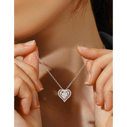 MomentWish Halskette Herz 925 Silber Moissanit 0,5 Karat Rosegold Geschenk