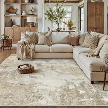 Vintage Teppich Beige 240x300 cm - Waschbar & Rutschfest