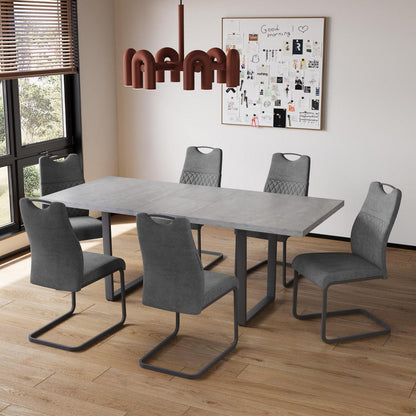 Ausziehbarer Esstisch Set mit 6 Grau Stühlen – Essgruppe