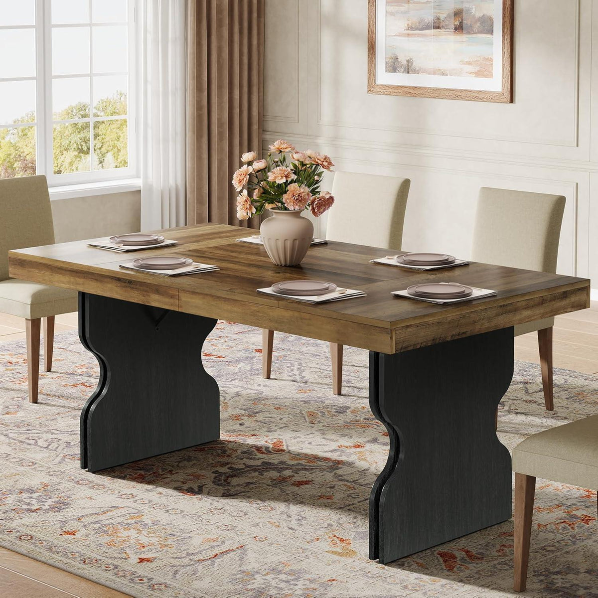 Rustikaler Esstisch 160cm – MDF Landhausstil für 4-6 Personen