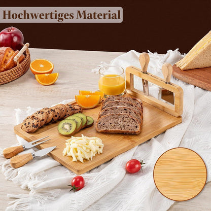 Bambus Käsebrett Set mit Messern – Servierplatte für Käse & Wurst