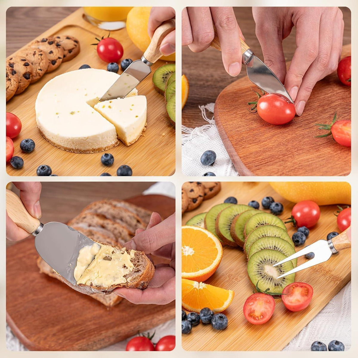 Bambus Käsebrett Set mit Messern – Servierplatte für Käse & Wurst