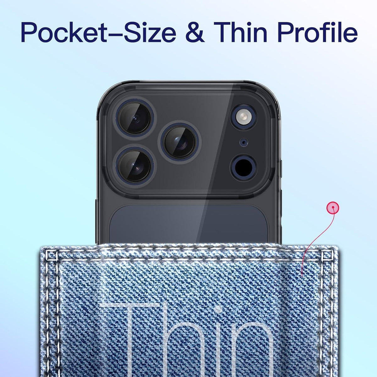 iPhone 17 Pro Hülle mit Kameraschutz, klar, schwarz