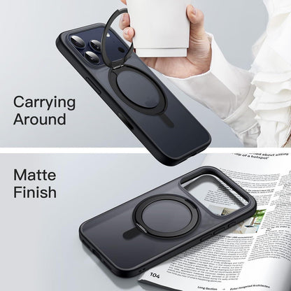 iPhone 17 Pro Hülle mit 360° Ring & MagSafe Ständer Schwarz