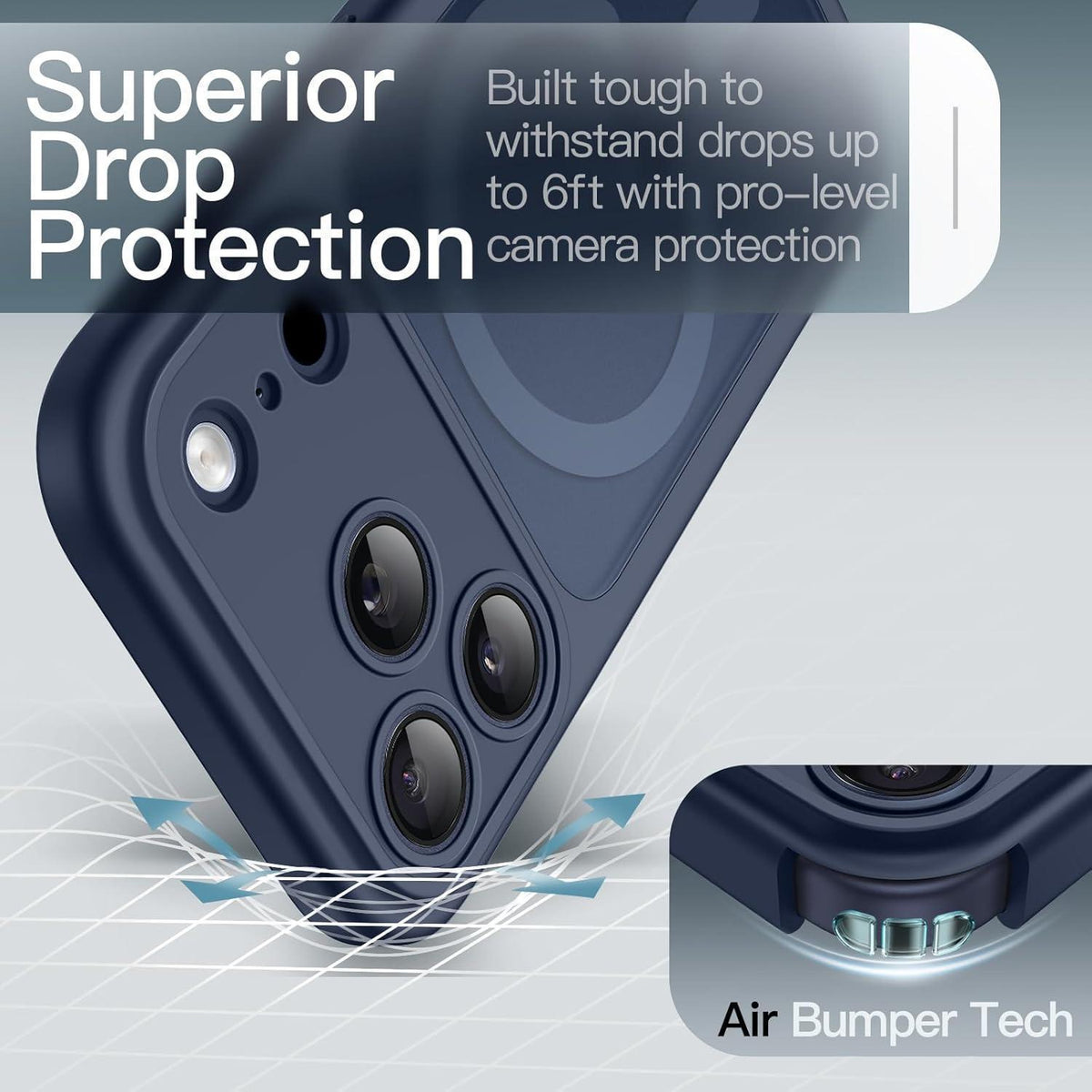 Magnetische Hülle für iPhone 17 Pro 6,3 Zoll, Dunkelblau