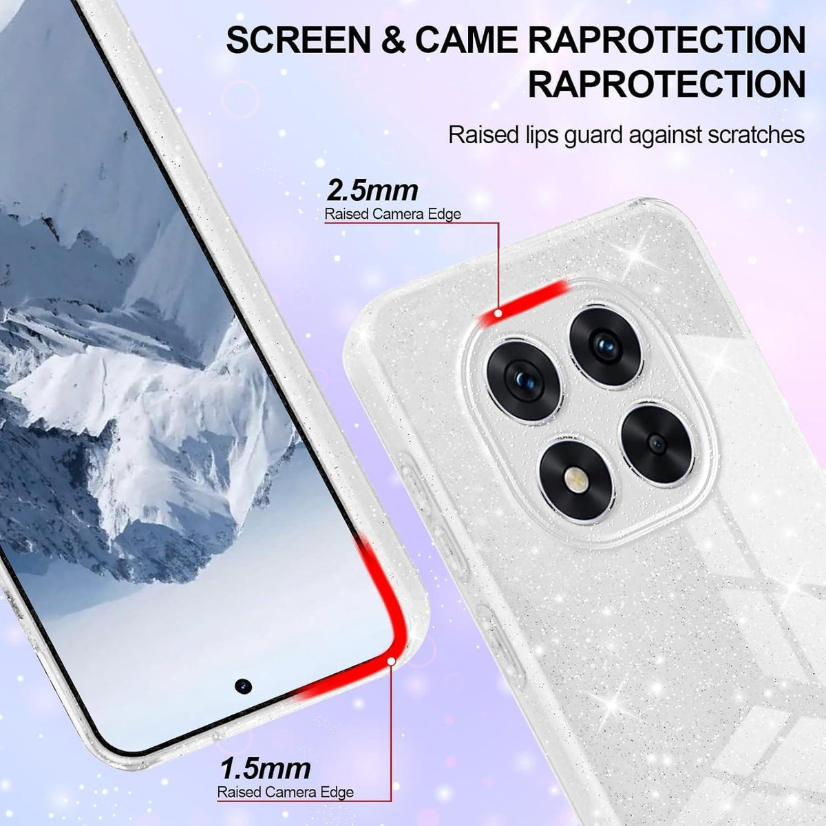Glitzer Handyhülle für Xiaomi Redmi Note 14 Pro 5G, Silbrig