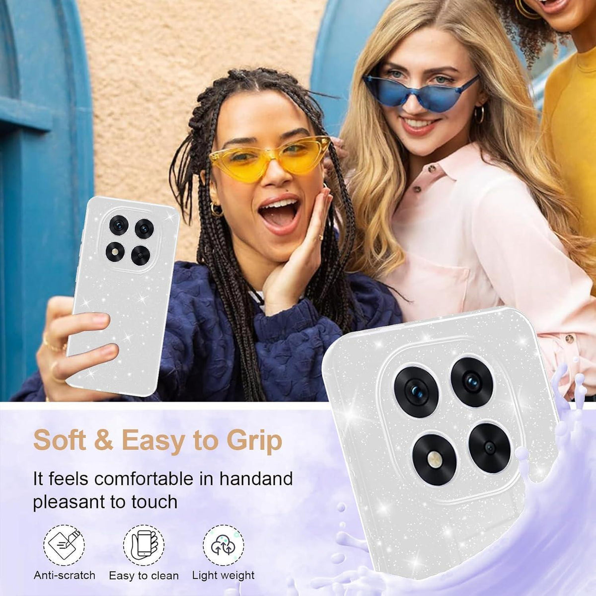 Glitzer Handyhülle für Xiaomi Redmi Note 14 Pro 5G, Silbrig