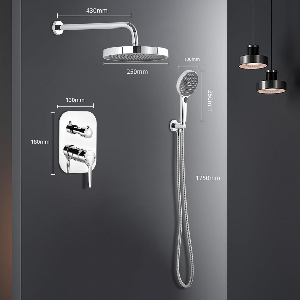 Unterputz Duschsystem 10 Zoll mit Regendusche & Handbrause