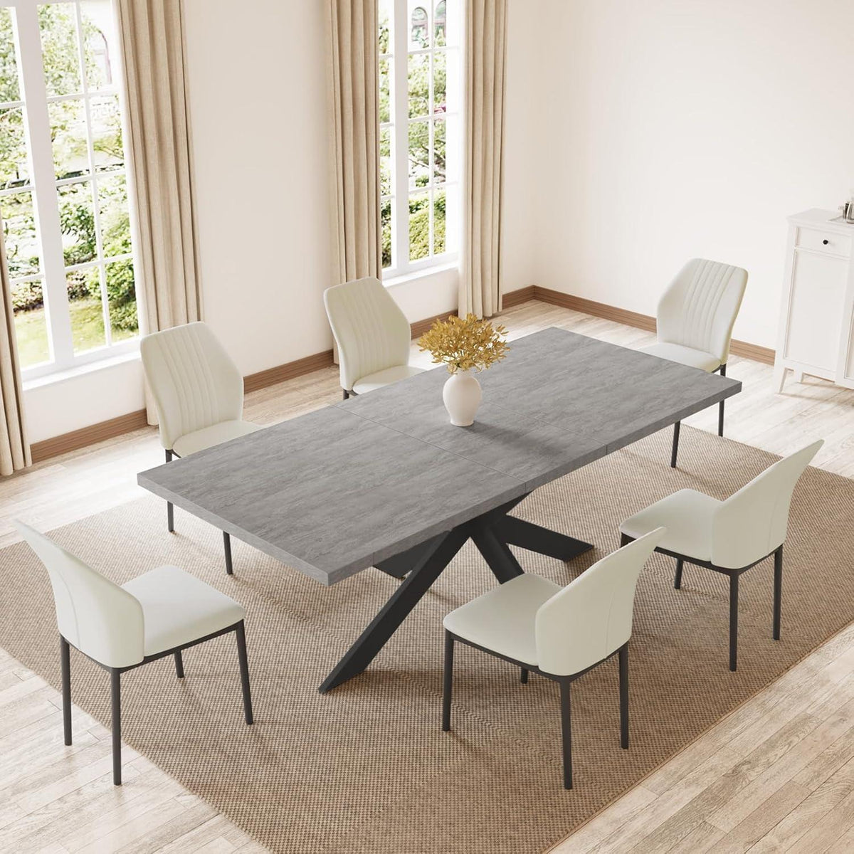 Ausziehbarer Esstisch mit 6 Stühlen – Modernes Esszimmer Set