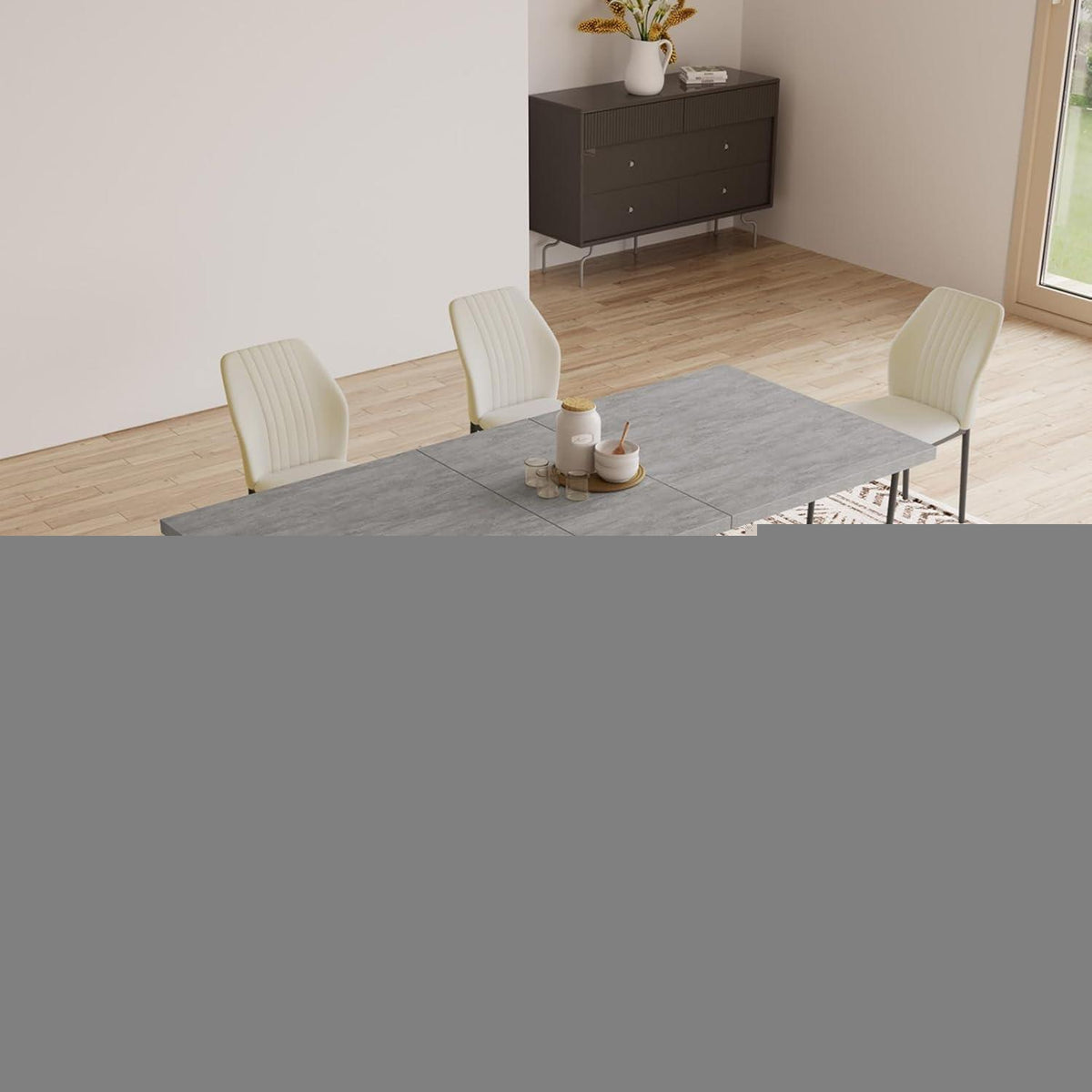 Ausziehbarer Esstisch mit 6 Stühlen – Modernes Esszimmer Set