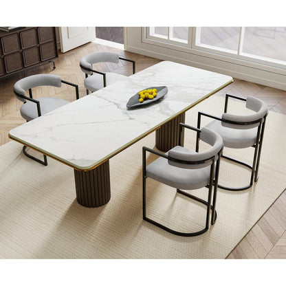 Esszimmerstühle Set 4er Grau, Moderne Samtstühle mit Metallgestell