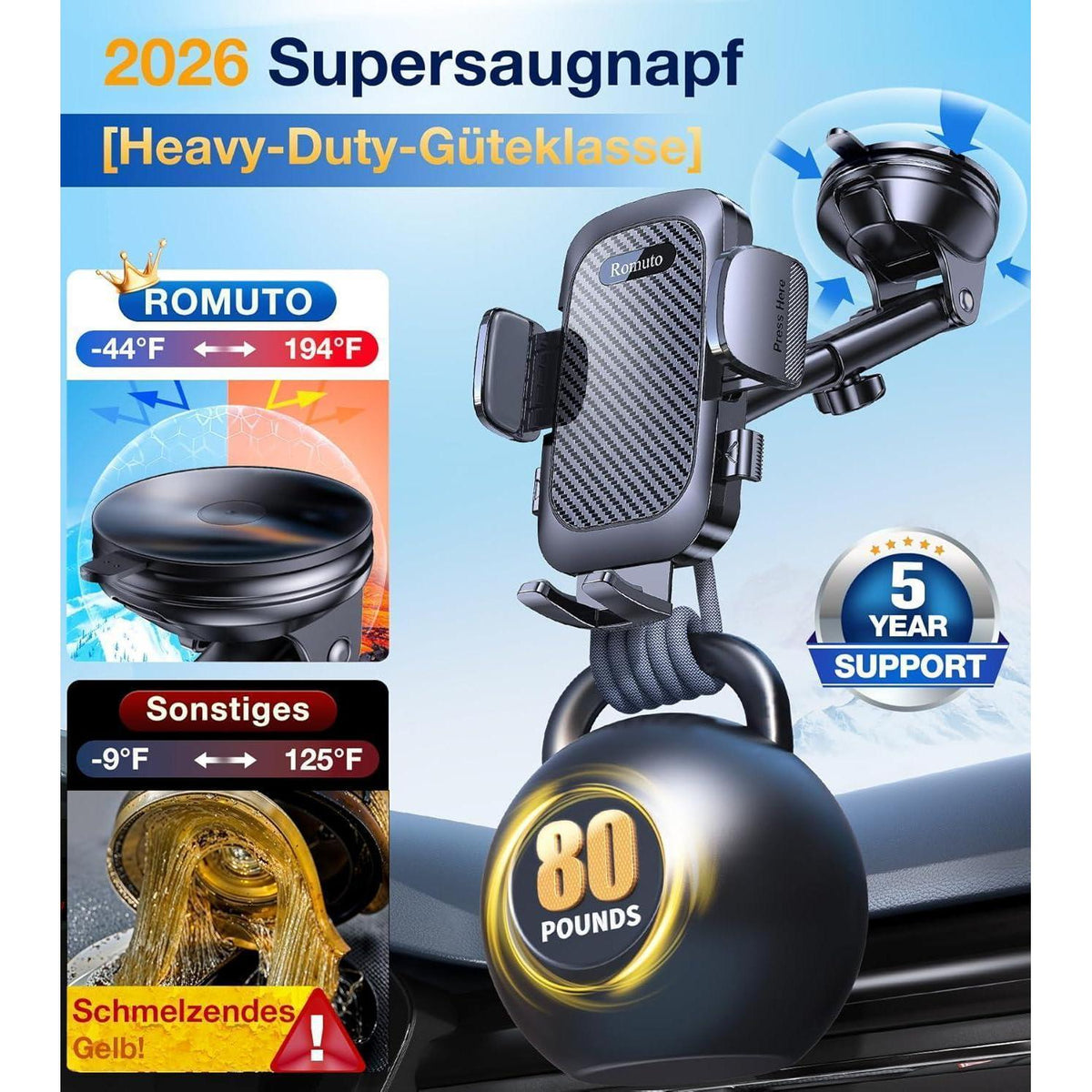 Handyhalter Auto 360° Drehbar – Saugnapf, Lüftung, Armaturenbrett