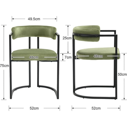 Esszimmerstühle Set 4er – Samt, Grün & Schwarzmetall