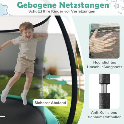 GYMAX Gartentrampolin 244cm mit Sicherheitsnetz & Leiter