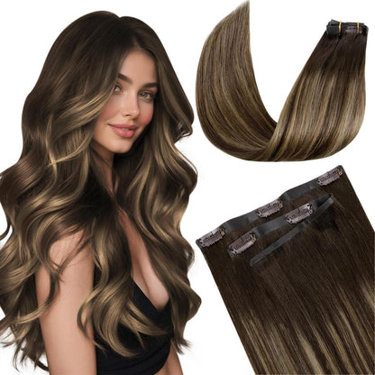Echthaar Clip-in Extensions Balayage 55cm – 7er Set