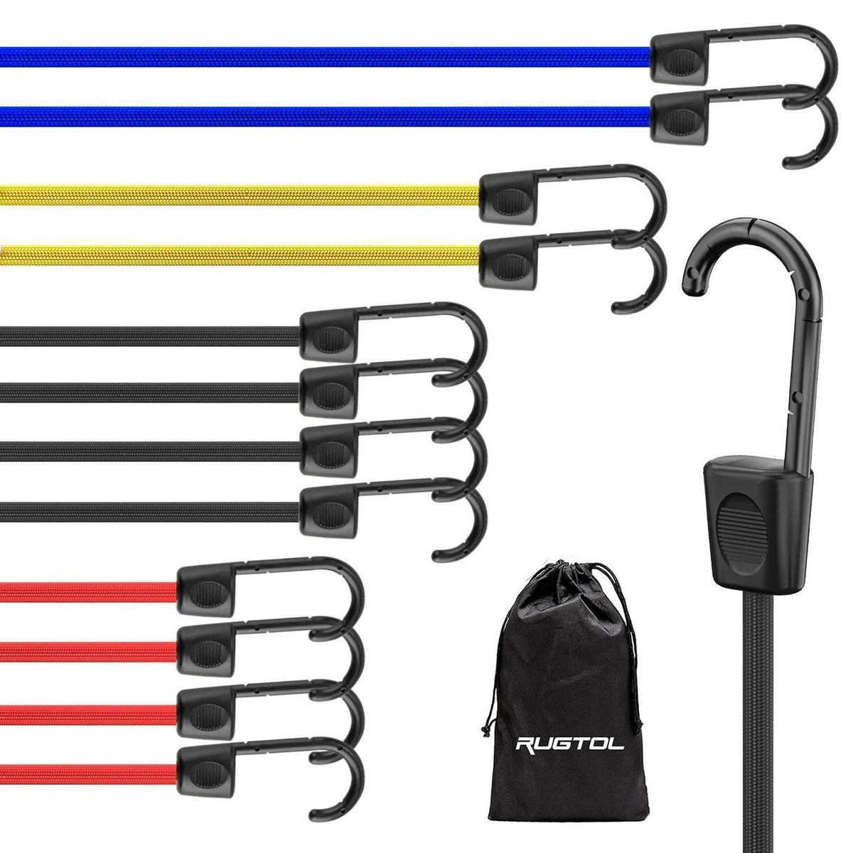 Spanngummis mit Haken – 12er Set, Sortierte Größen & Farben