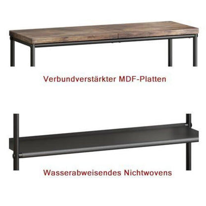 Schuhregal 4 Ebenen Schwarz Metall mit MDF-Platte