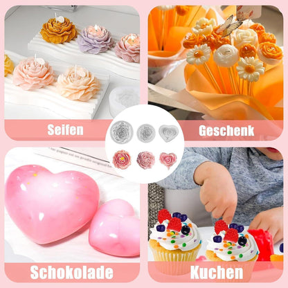 3D Silikonformen Blumen – Kerzen, Seife, Schokolade