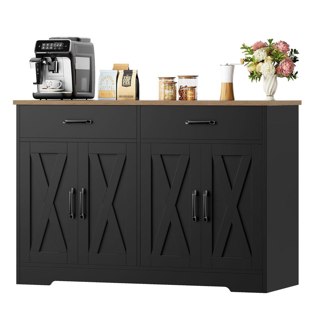 HOCSOK Sideboard 120cm – Küchenschrank mit Arbeitsplatte & Stauraum